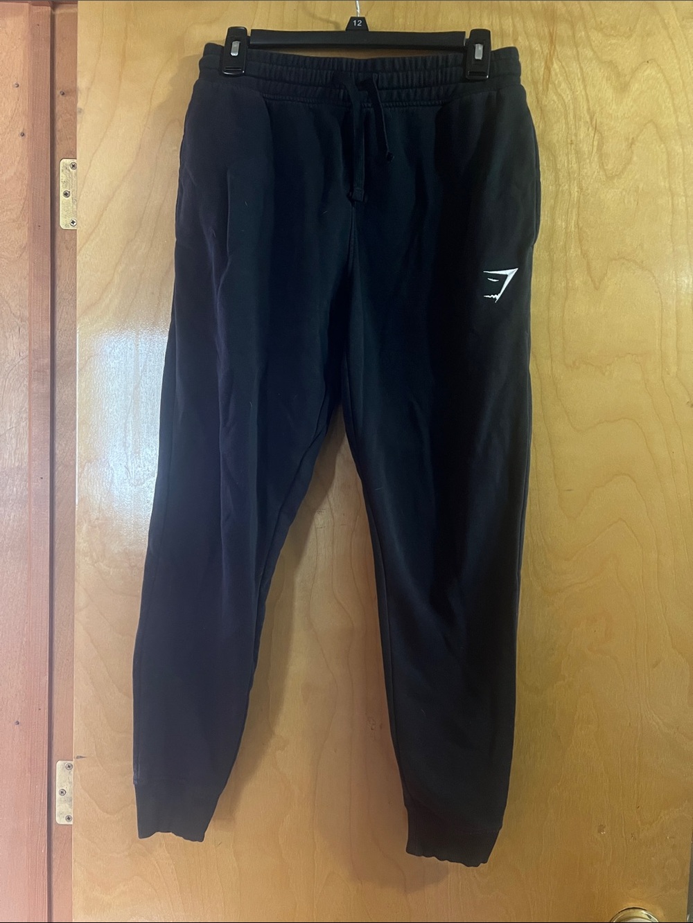 Gymshark Black Slim Fit Men's Joggers with White Logo
